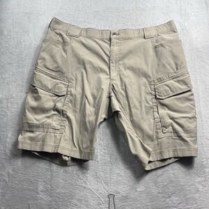 Duluth Trading Shorts Mens 44 Beige Flex Dry on the Fly Cargo Workwear 11 Inch